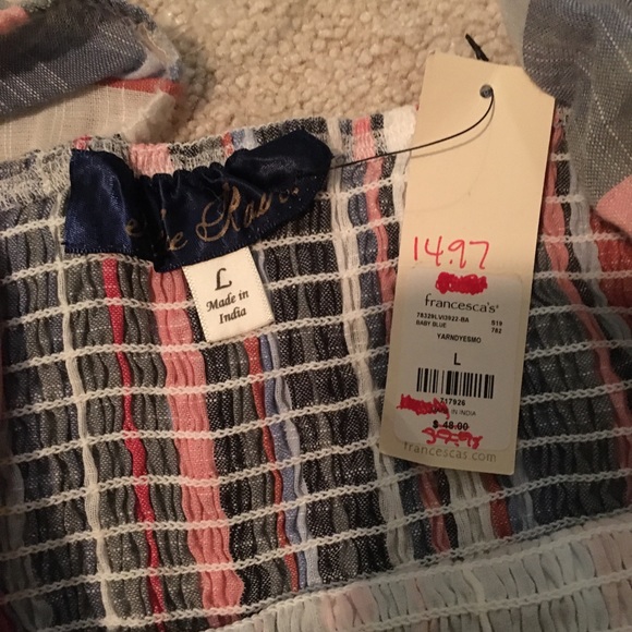 Francesca’s Off Shoulder Striped Top NWT - Picture 3 of 4